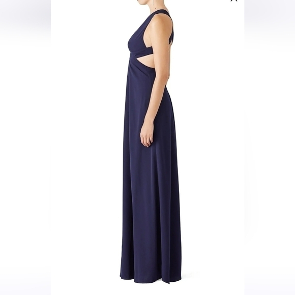 Jill Jill Stuart Violet Purple Crepe Cross Back Plunge Neckline Gown 2 - Picture 2 of 8